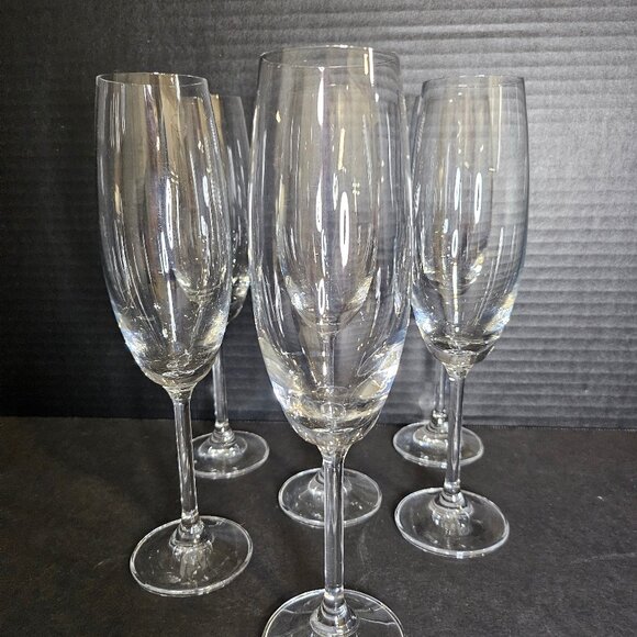 Krosno Poland Elegant Stemmed Flute Wine Champagne Glasses Set of 6 NIB - Picture 4 of 11